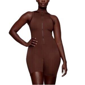 SKIMS Mock Neck Cycle‎ Swimsuit Cocoa Womens XXS